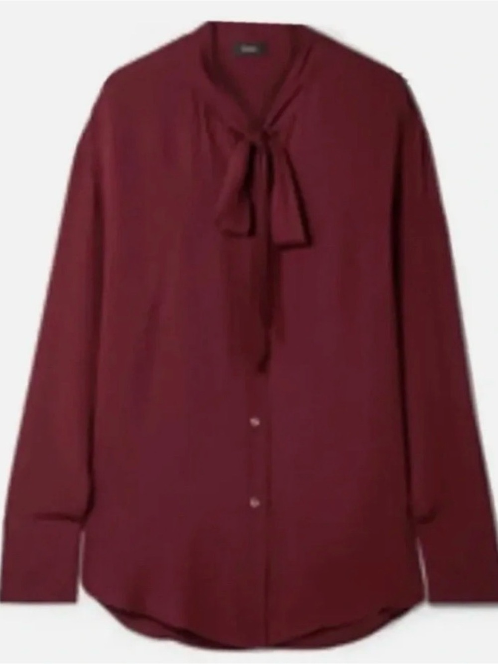 Theory Burgundy Tie-Neck Blouse
